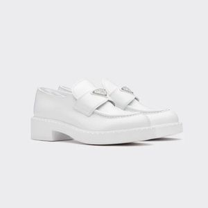 Prada White Platform Loafers